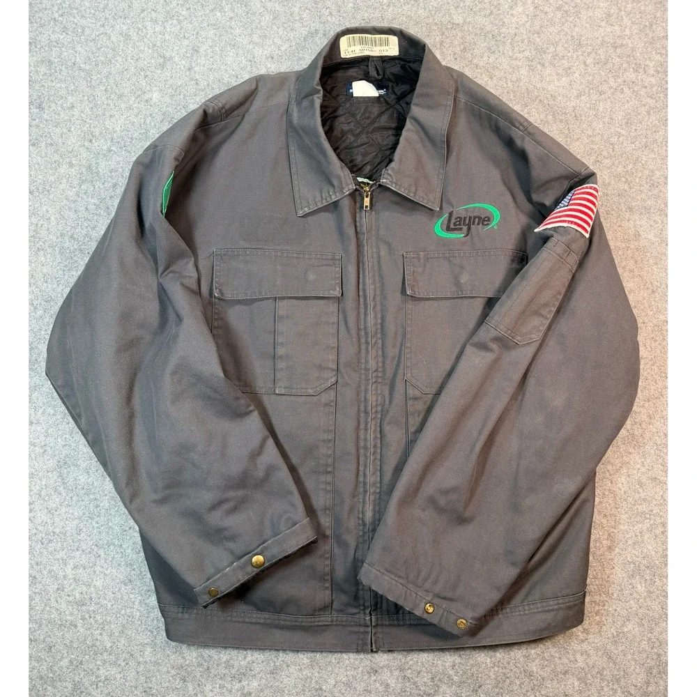 Sportsmaster Mens 2XL Workwear Jacket‎ Gray Quilted USA Made Layne Safety Patch